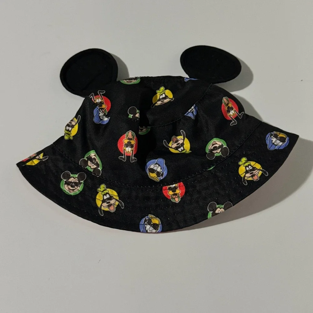 Disney Primark Baby Mickey Mouse Friends Black Bucket Hat with Ears 6-12 Months